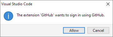 Расширение «GitHub» предлагает войти в систему с помощью GitHub