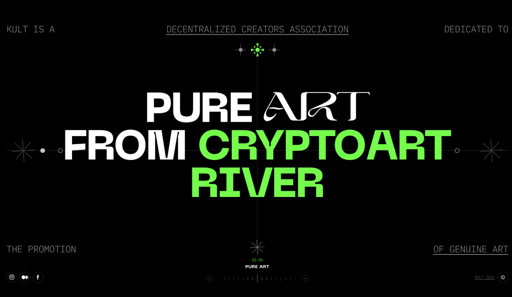 Сайт с черным фоном и ярко-зелеными акцентами.